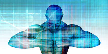 VR Fitness Exercise Game as Fun Backgroundの写真素材
