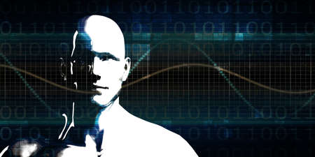 Digital Technology with Humanoid as a Futuristic Conceptの写真素材