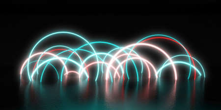 Colorful Glowing Background on Black as Abstractの写真素材