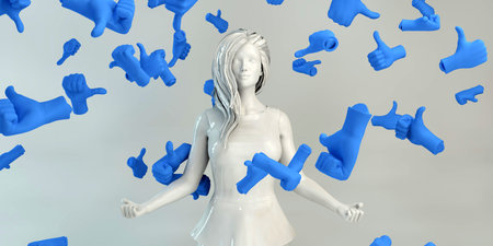Raining Social Media Likes and Approval Shower Conceptの写真素材
