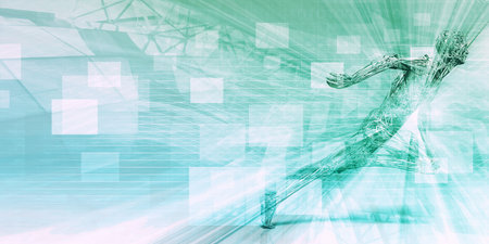 Futuristic Art Abstract with Digital Technology Themeの写真素材
