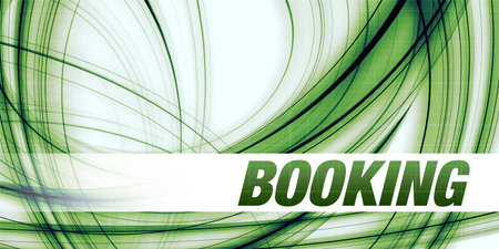 Booking Concept on Green Abstract Backgroundの写真素材