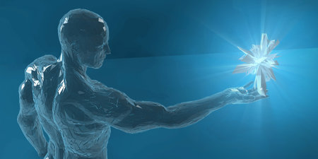 Blue Background with Business Technology Digital Abstractの写真素材