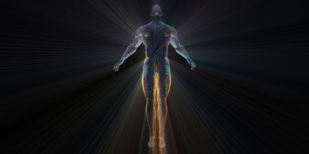 Science Background With Glowing Techno Lines Art