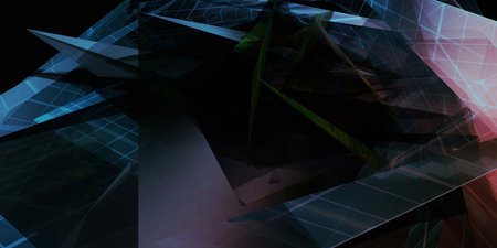 3d rendering of abstract geometric shapes in virtual space. Futuristic background.の写真素材