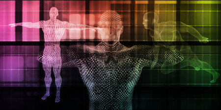 Fitness and Fitness as a Technology Concept Abstract Background Wallpaper Artの写真素材