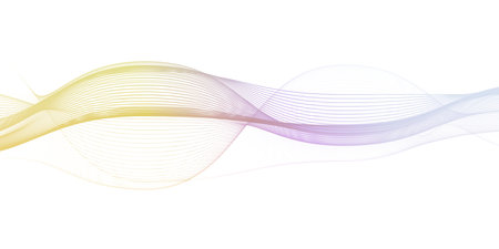 abstract background with blue and yellow waved lines for brochure, website, flyer design.の写真素材