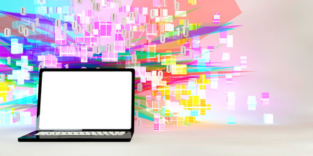 Laptop Mockup with Empty Blank Spaceの写真素材
