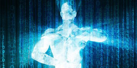 Digital Imagery as a Futuristic Technology Dramatic Backgroundの写真素材