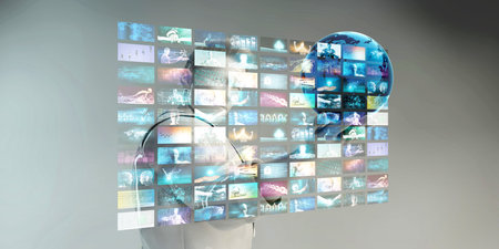 Global Technology Network As A Futuristic Abstract Backgroundの写真素材