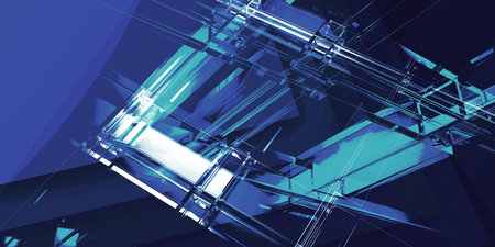 Abstract Digital Blue And Cyan Technology Background Wallpaperの写真素材