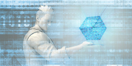 Digital Data on a Abstract Technology Backgroundの写真素材