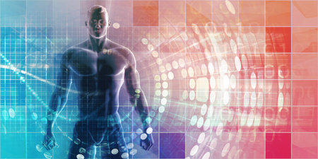 Futuristic Athlete and Sports Training Enhanced By Technologyの写真素材