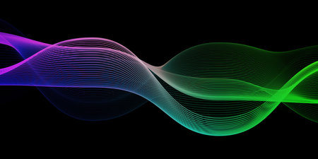 Neon Purple Glow Flows In Rhythmic Waves