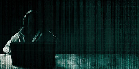 Cyber Attack Online with Hacker Accessing Stolen Dataの写真素材
