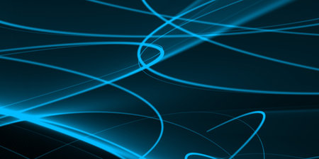 Blue Digital Energy Lines Glowing with Streaksの写真素材
