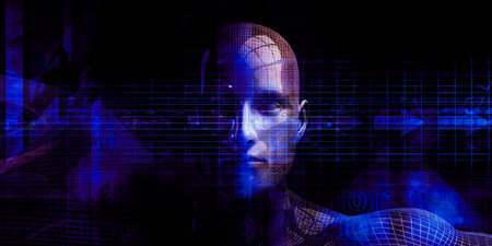 Futuristic Science Background With Dna Sequence Dataの写真素材