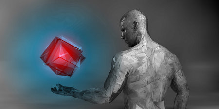 Digital Void Illustrates Technological Alienation Through Geometric Crystalline Symbolism