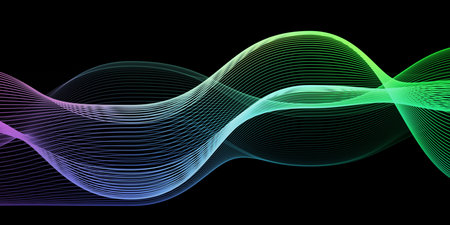 Abstract Sound Waves With Flowing Light Streaks