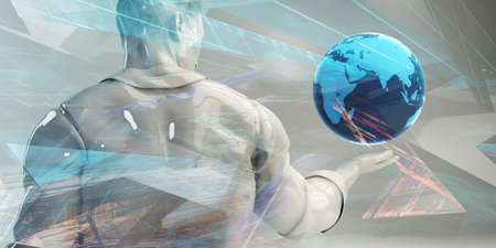 Global Sales with Business Man Holding Globe