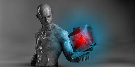 Abstract Human Reflects On Harmful Digital Addiction Patternsの写真素材