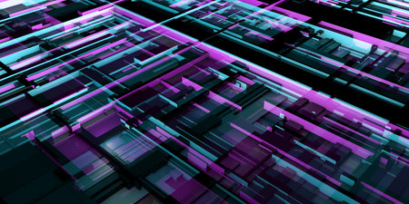 Tech Grid And Digital Background With Modern Cyber Elements