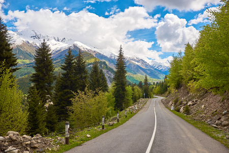 Empty road in the mountains of Svanetiの写真素材