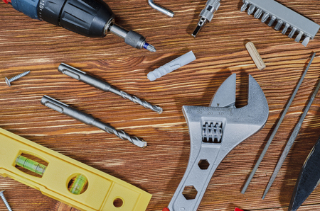 A set of working tools to perform various works at homeの写真素材