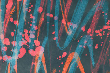 Abstract background with acrylic paint on canvas, grunge background with space for text or image, spots of watercolor paint, colorful bright texture.の写真素材