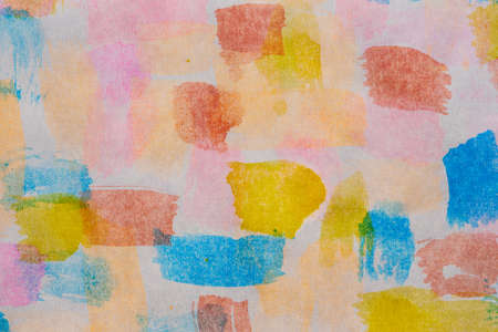 Abstract background with acrylic paint on canvas, grunge background with space for text or image, spots of watercolor paint, colorful bright texture.の写真素材