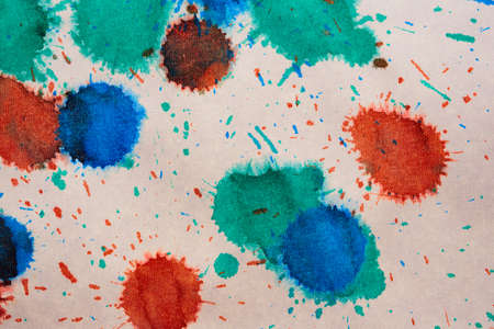 Abstract background with acrylic paint on canvas, grunge background with space for text or image, spots of watercolor paint, colorful bright texture.の写真素材