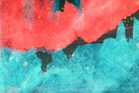 Abstract background with acrylic paint on canvas, grunge background with space for text or image, spots of watercolor paint, colorful bright texture.の写真素材
