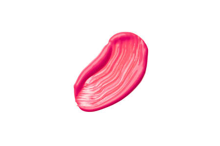 Pink acrylic paint brush stroke isolated on a white background. Watercolour or oil, rose brush stroke on a white background.の写真素材