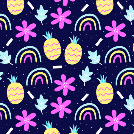 Hand drawn summer patternのイラスト素材