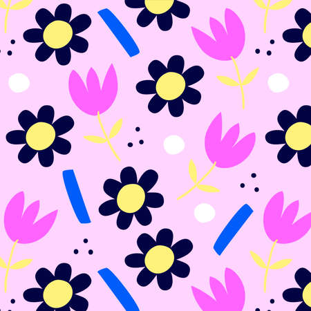 Pink floral patternのイラスト素材