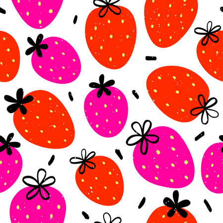 Strawberries seamless patternのイラスト素材