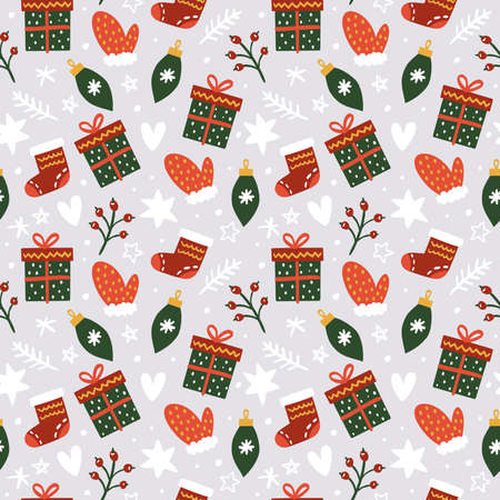Hand drawn christmas patternのイラスト素材