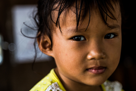 The child of a restauranteur in the northern moutains of Laosのeditorial素材