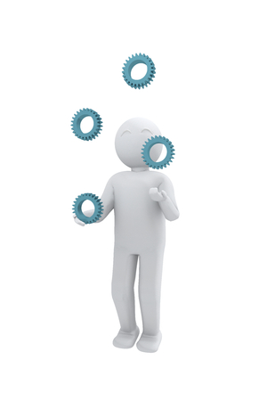 3d human with gear-wheels jugglesの写真素材
