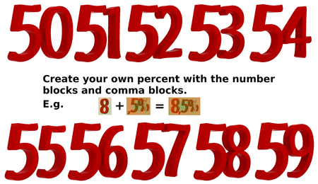 50 - 59 number set. Buy now just the percent with the comma five -,5- render man and create your own...