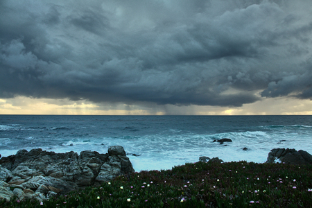 In the west coast the storm is coming with dark cloudsの写真素材