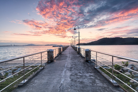 Amazing Sunrise and Sunset by the beach in George Town, Penang Malaysiaの写真素材