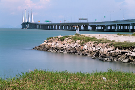 2nd Penang Bridge view during dawnの写真素材