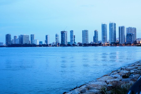 Cityscaper, metropolitan, skyscraper, skyline building by the shore of Gurney Drive, George Town, Penangの写真素材