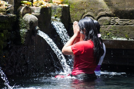 Holiday in Bali, Indonesia - Tirta Empul Holy Waterの写真素材