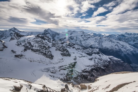 Holiday in Switzerland, foggy view of winter in Mount Titlis Switzerland