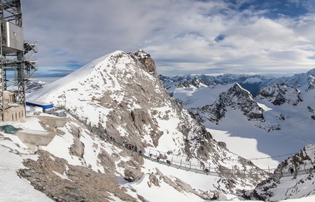 Holiday in Switzerland, foggy view of winter in Mount Titlis Switzerlandの写真素材