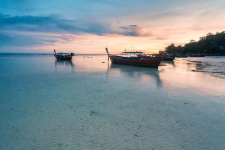 Holiday in Thailand - Beautiful Island of Koh Lipe sunrise and sunset by the beach with coralの写真素材