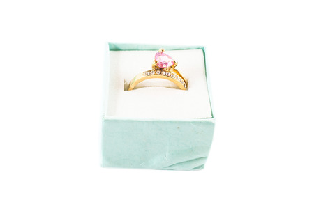 Old Fake Gold Ruby Ring in white backgroundの写真素材