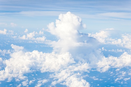 White Cloud and Blue Sky View From A Plane For Backgroundの写真素材